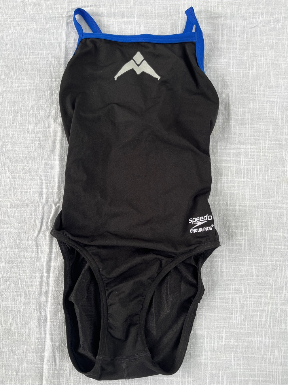 Speedo Endurance Black One-Piece Swimsuit with Blue Trim Size 28